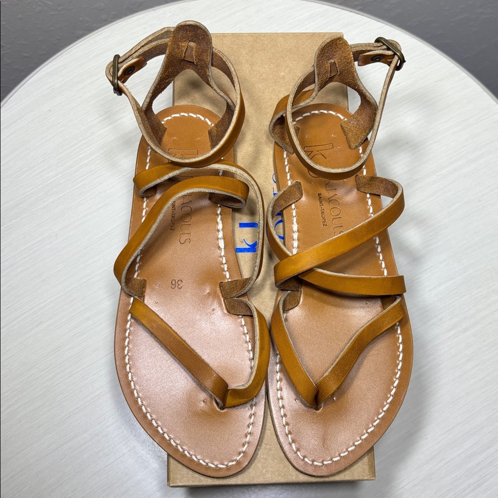 K. Jacques St. Tropez Epicure Leather Sandals Brown NIBox EU36 (6)Made in France - Picture 8 of 13